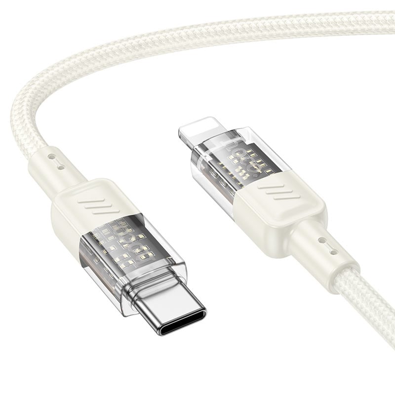 Cablu USB-C, Lightning pentru Încărcare Rapidă și Transfer de Date, iPhone, QC3.0, Crystal, 1.2m, Hoco (U1290) [5]