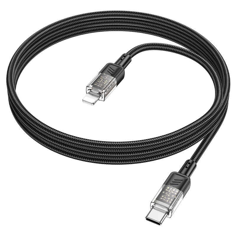 Cablu USB-C, Lightning pentru Încărcare Rapidă și Transfer de Date, iPhone, QC3.0, Crystal, 1.2m, Hoco (U1290) [4]