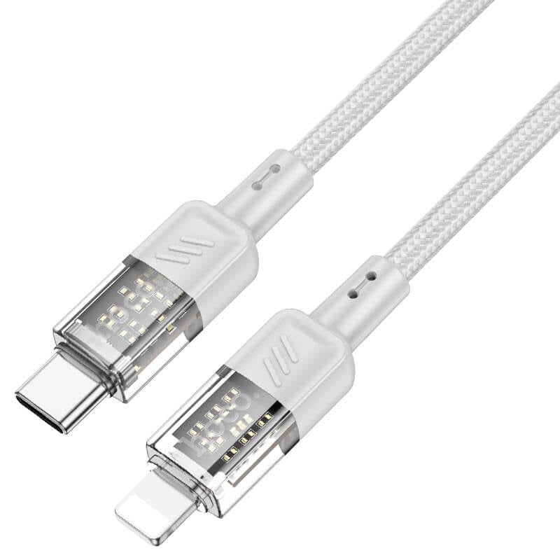 Cablu USB-C, Lightning pentru Încărcare Rapidă și Transfer de Date, iPhone, QC3.0, Crystal, 1.2m, Hoco (U1290) [3]