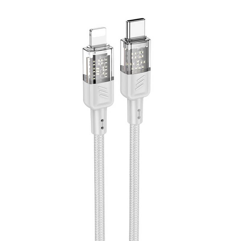Cablu USB-C, Lightning pentru Încărcare Rapidă și Transfer de Date, iPhone, QC3.0, Crystal, 1.2m, Hoco (U1290) [2]