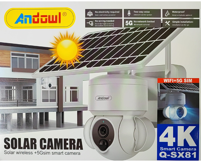 Camera de Supraveghere Exterior, Solara, 3MP, 128GB, WIFI+5G Sim, Andowl (Q-SX81) [6]