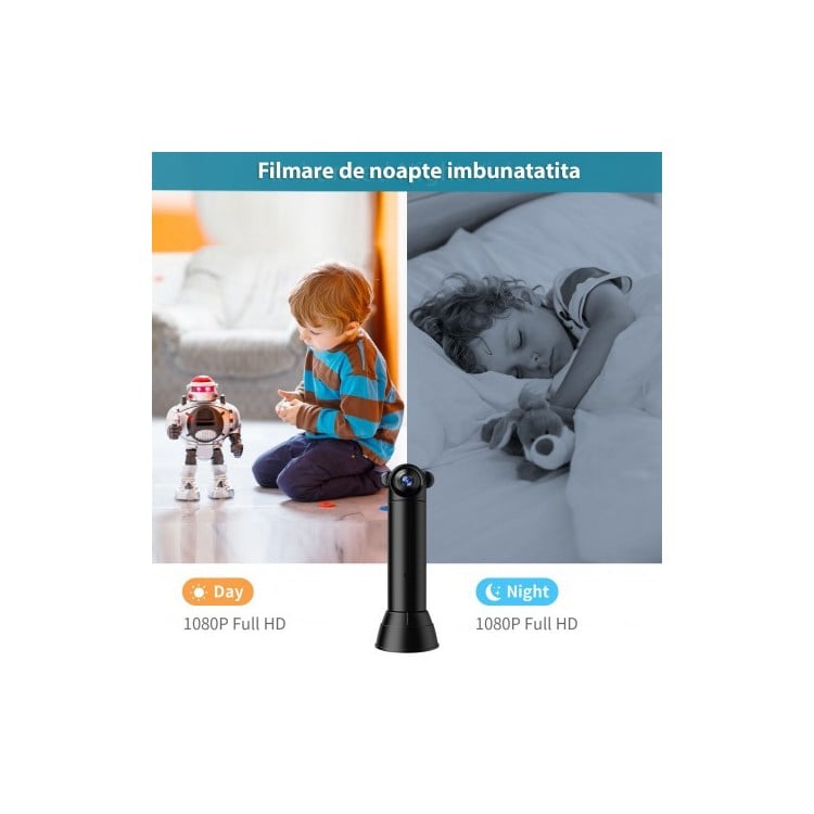 CAMERA VIDEO MINI, 1080P WIFI CU TELECOMANDA 360° [4]