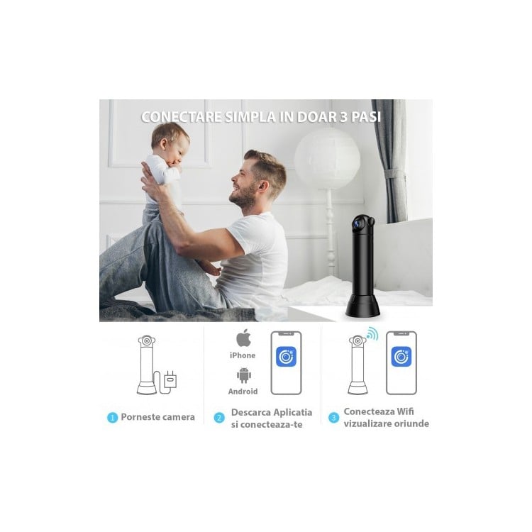 CAMERA VIDEO MINI, 1080P WIFI CU TELECOMANDA 360° [5]