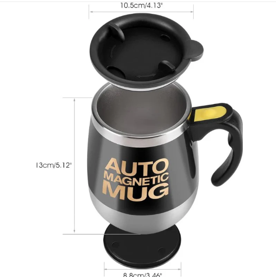 Cana Smart cu Autoamestecare, Self-stirring Mug, Ideală pentru Băuturi Automix, 350 ml, Negru, Aorlis (AO-50052) [4]