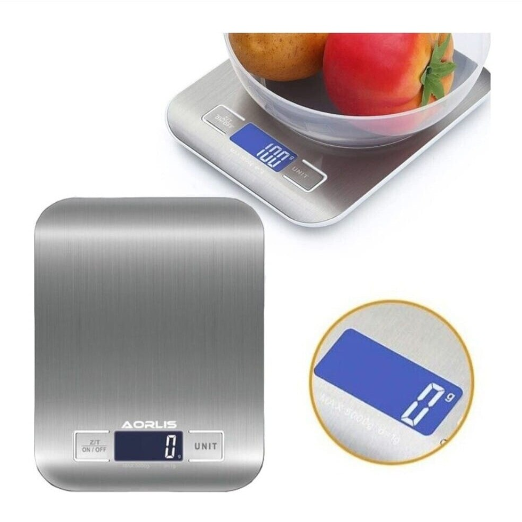 Cântar de Bucătărie Electronic, Oțel Inoxidabil, 5 kg, Multifuncțional și Rezistent la Apă, Aorlis (AO-78365) [5]