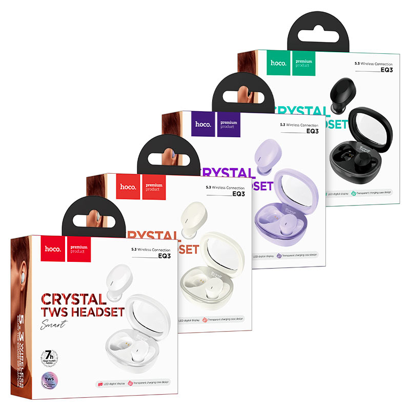 Casti Bluetooth TWS In Ear cu Carcasa Transparenta si Display Digital, Hoco (EQ3) [9]