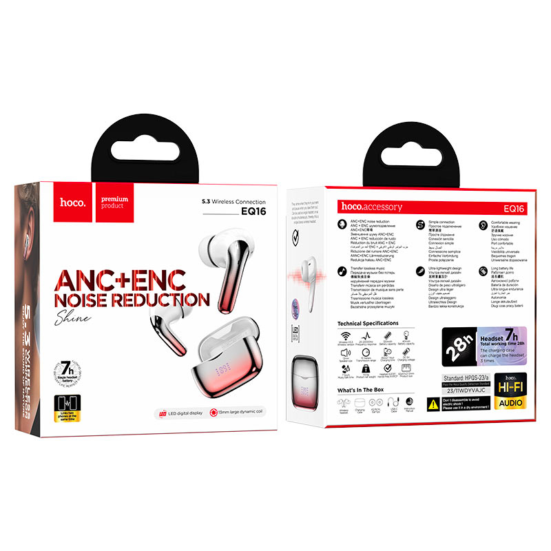 Casti Wireless, In Ear, Bluetooth 5.3, 320mAh, ANC+ENC, Hoco