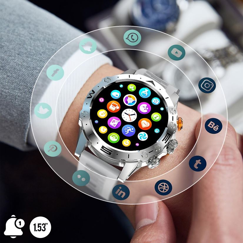 Ceas Smartwatch HOCO Y20, Accepta apeluri, 300mAh, Functii multiple, Ecran 1.53 inch, Curea silicon, Gri [3]