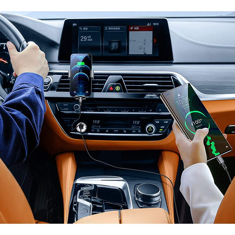 Încărcător Auto, Mini, Fast Charging, 1xUSB-C, 1xUSB-A, 45W, PD, Ring-Pull, JoyRoom, Negru, (C-A35) [2]