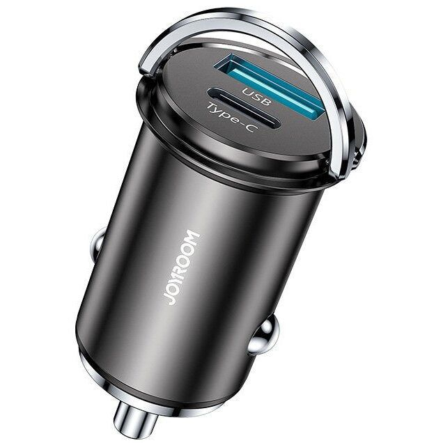 Încărcător Auto, Mini, Fast Charging, 1xUSB-C, 1xUSB-A, 45W, PD, Ring-Pull, JoyRoom, Negru, (C-A35) [1]