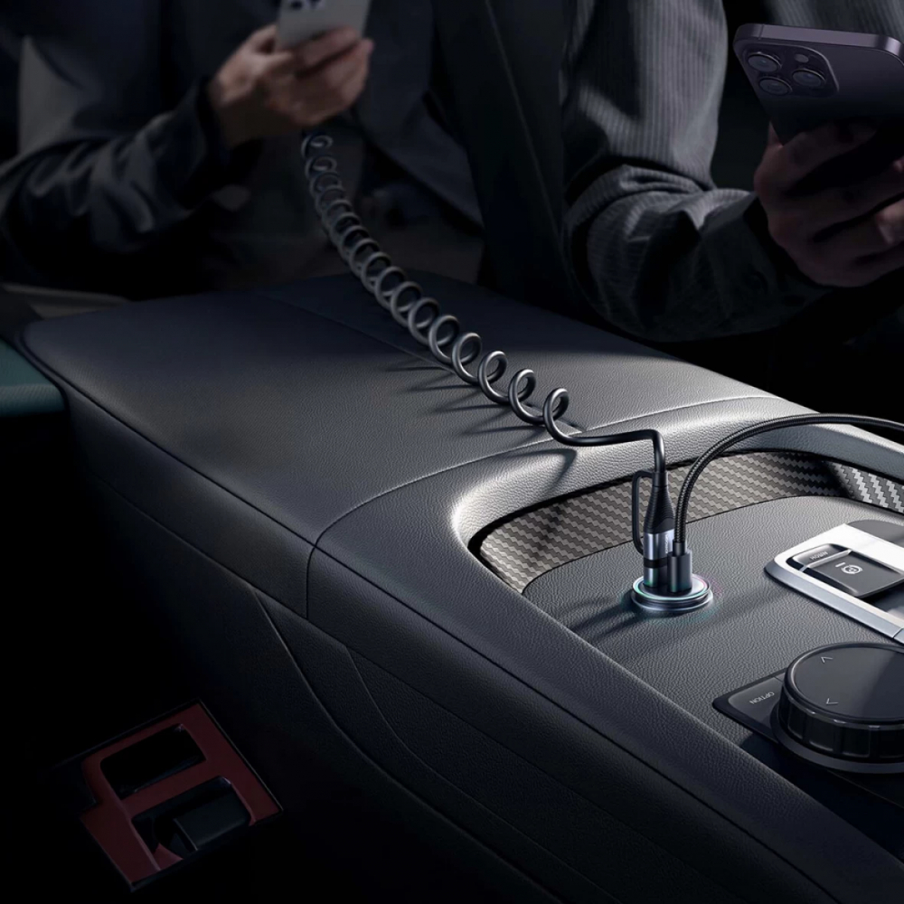 Încărcător Auto, Mini, Fast Charging, 1xUSB-C, 1xUSB-A, 45W, PD, Ring-Pull, JoyRoom, Negru, (C-A35) [2]