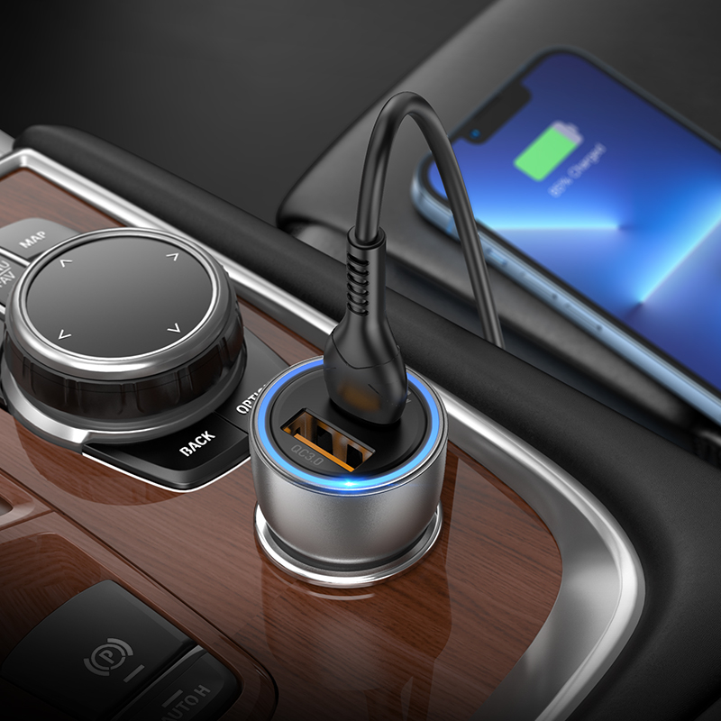 Încărcător auto rapid inteligent HOCO NZ8 Sprinter 43W USB+PD25W Transparent Dual Port [2]
