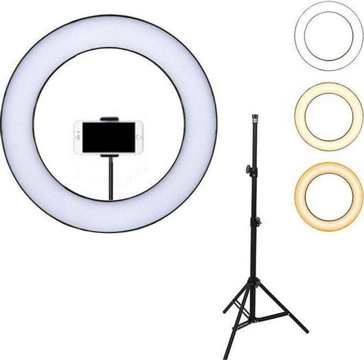 Lampa Circulara Andowl, Ring Light Q-JC100, Diametru 25cm, 2500-4500K, cu trepied si suport mobil [1]