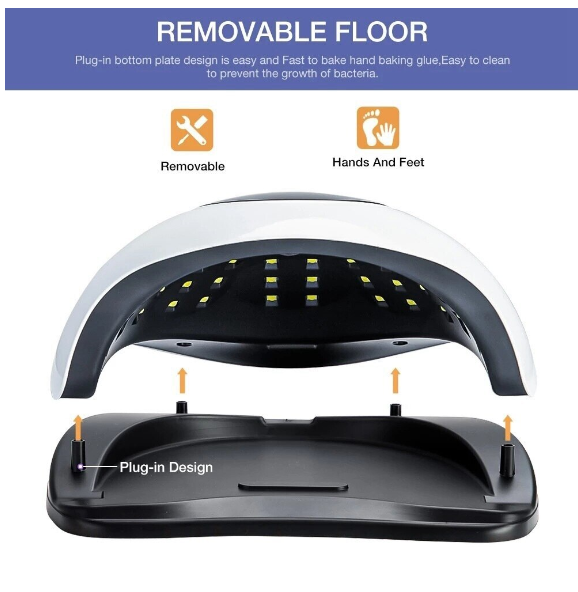 Lampa UV LED pentru Unghii, 220W, 57 LED-uri, Senzor Automat, Cronometru și Bază Detașabilă, Alb, Aorlis (AO-78034) [2]