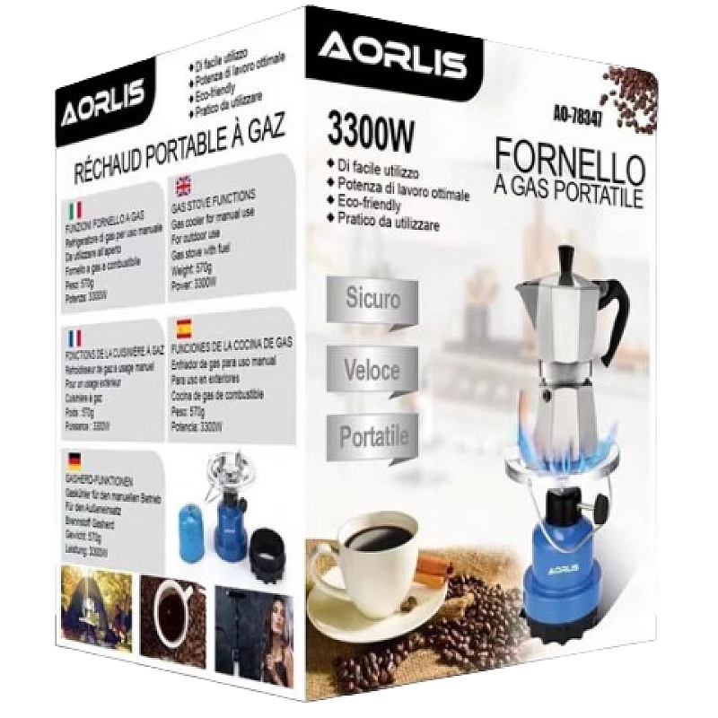 Mini aragaz portabil AO-78347 3300W pentru camping si drumetii, cu reglaj gaz si gratar metalic [3]