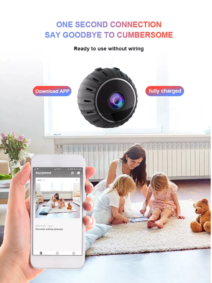 Mini Camera de Supraveghere, WiFi, 1080p Full HD, Rotatie 360 Grade, Night Vision, Senzor de miscare, Andowl, Negru (Q-S710) [6]