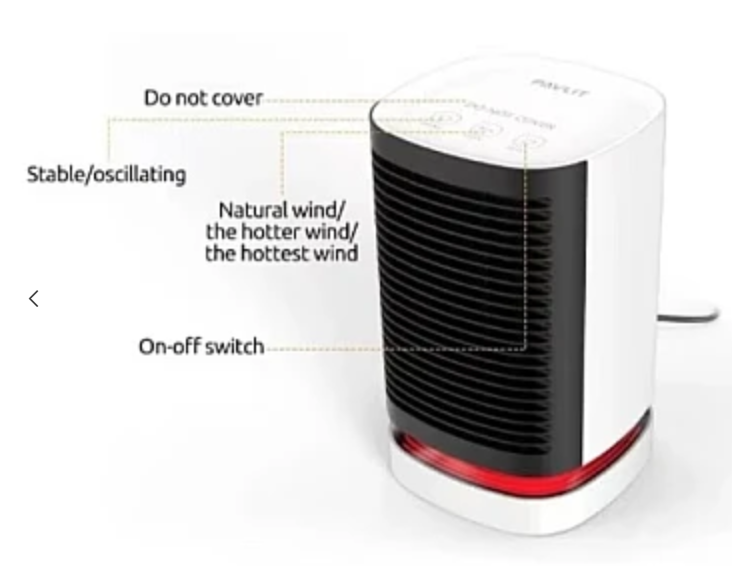 Mini Încălzitor Electric Portabil, cu Termostat, Elemente Ceramice, Protecție la Supraincalzire, Ideal pentru Birou și Casă, 950W, Andowl (Q-NF002) [3]