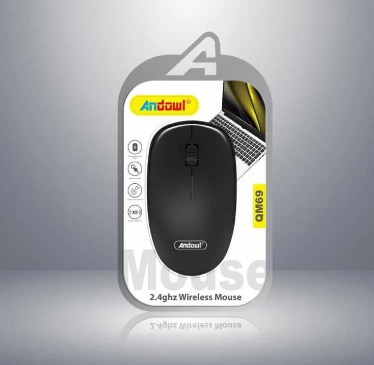 Mouse Fara Fir, Wireless, Andowl, QM69, Conexiune 2.4Ghz, Optic, Silentios, Negru [1]