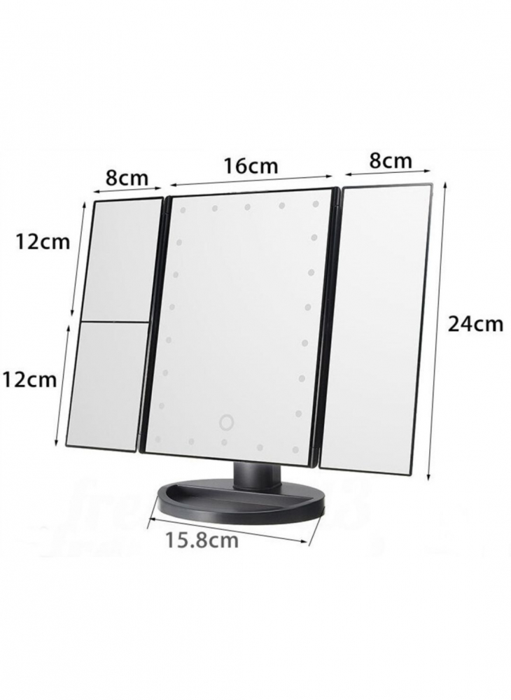 Oglinda de machiaj LED cu iluminare, Pliabila, 22 LED-uri, Pivotare 180 grade, Zoom 10X, Alimentare USB, Q-LM11 [8]
