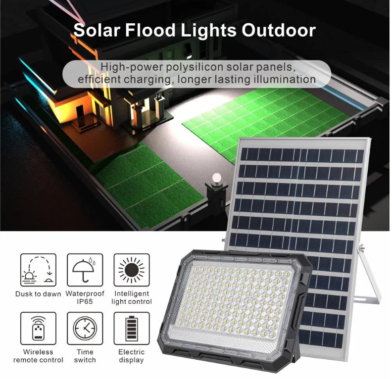 Proiector LED, cu Panou Solar si Telecomanda, Rezistent la Apa, 100W, IP65 (ZS56-013) [6]