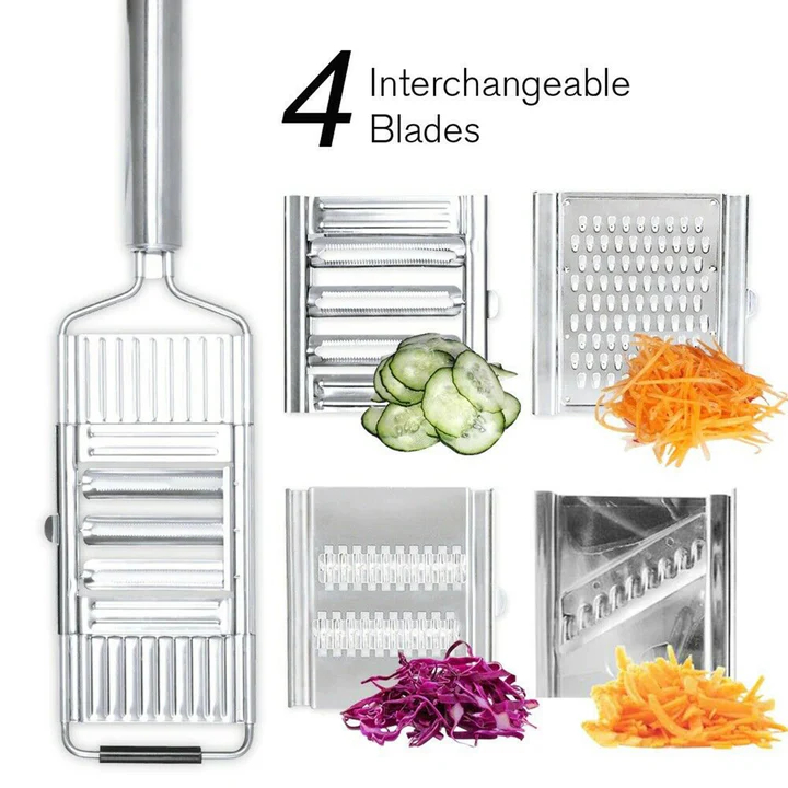 Răzătoare Manuală, cu 4 Lame, din Inox, pentru Tăiat Legume și Fructe, Aorlis (AO-78330) [1]