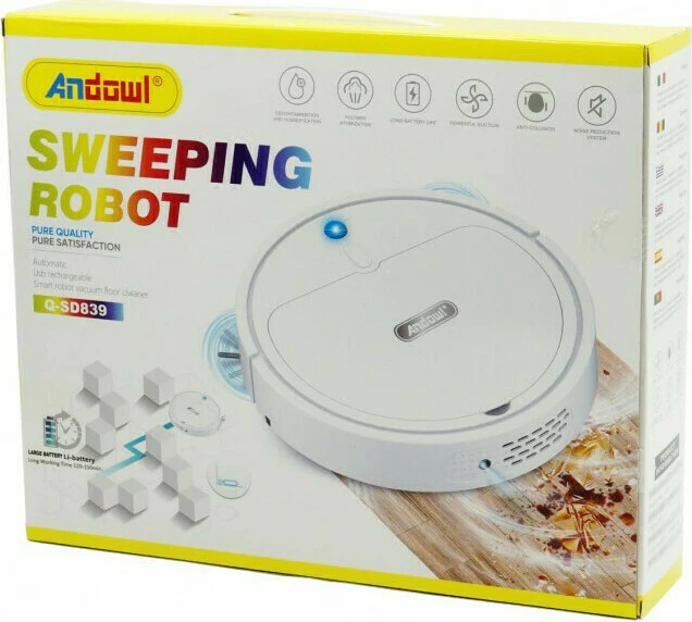Robot Mop Inteligent, Smart Mute, Tehnologie Silențioasă, Navigare Automată, Perii Laterale pentru Curățare Eficientă, Andowl (Q-SD839) [3]