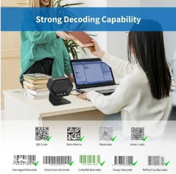 Scaner Omnidirecțional 1D, 2D, QR, Tehnologie Bidirecțională, Ideal pentru Supermarketuri, Andowl (Q-SM700) [5]