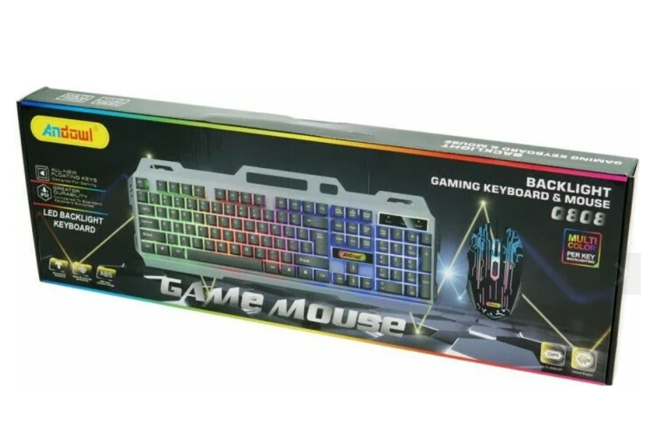 Set Gaming Andowl: Tastatură și Mouse Iluminat RGB pentru Performanță Superioară Anddowl (Q-808) [4]