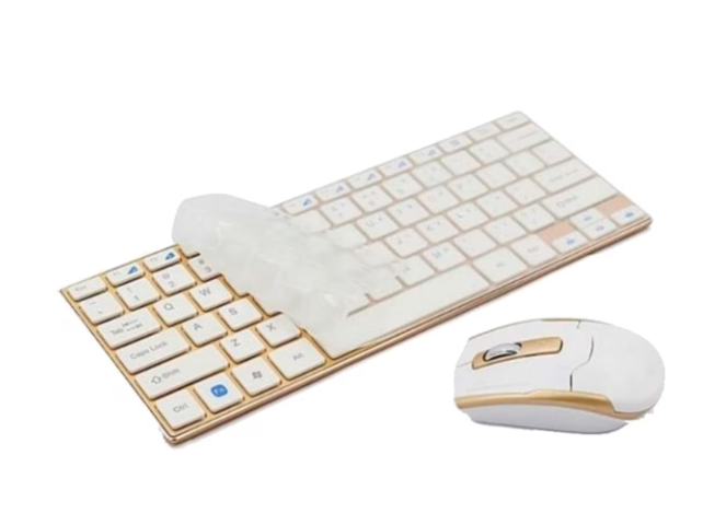 Set Tastatură și Mouse Wireless, Design Compact și Elegant, Culoare Gold, Andowl (QK3940) [2]