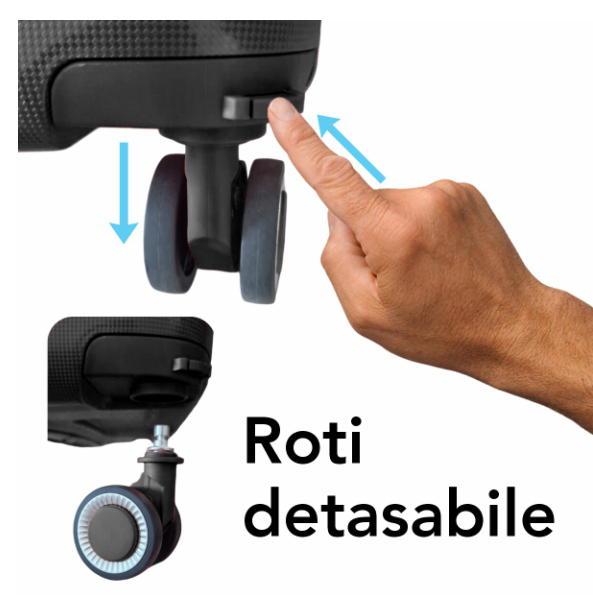Set Trolere Voiaj, 4 Piese (35l, 43l, 70l, 105l), StowAway, 4 Roti Duble 360 Grade, Detasabile, PP, Inchidere Cifru, Negru, Gri, Naimeed D5967 [4]