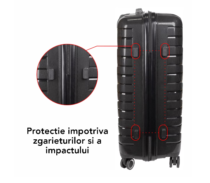 Set Trolere Voiaj, 4 Piese (35l, 43l, 70l, 105l), StowAway, 4 Roti Duble 360 Grade, Detasabile, PP, Inchidere Cifru, Negru, Gri, Naimeed D5967 [16]
