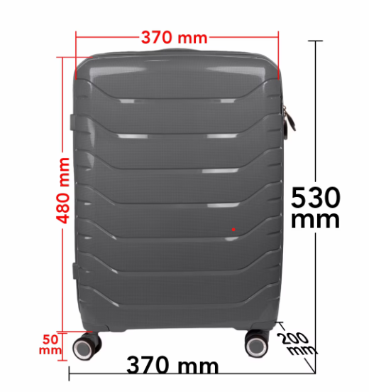 Set Trolere Voiaj, 4 Piese (35l, 43l, 70l, 105l), StowAway, 4 Roti Duble 360 Grade, Detasabile, PP, Inchidere Cifru, Negru, Gri, Naimeed D5967 [5]