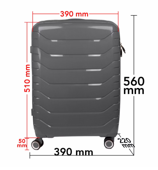 Set Trolere Voiaj, 4 Piese (35l, 43l, 70l, 105l), StowAway, 4 Roti Duble 360 Grade, Detasabile, PP, Inchidere Cifru, Negru, Gri, Naimeed D5967 [7]