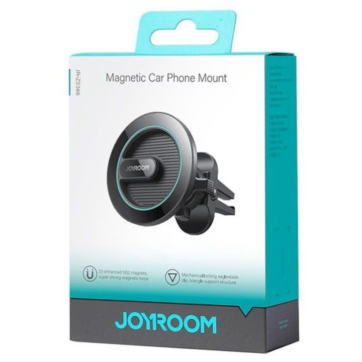 Suport Auto, JR-ZS366, Magnetic, montaj Ventilatie, MultiAngle, PushLock, Negru [2]