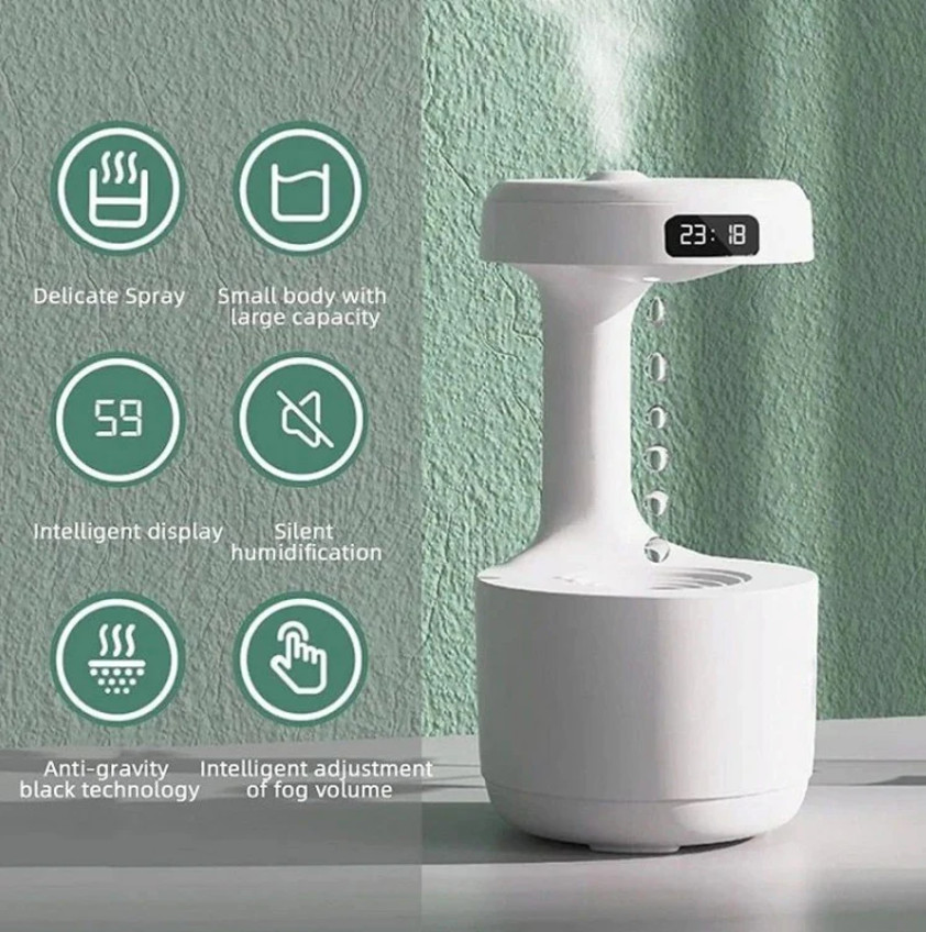 ​​​​​​​Umidificator Anti-Gravity IMA Trend, Difuzor Aromaterapie cu Afișaj LED, Lumină Ambientală, Rezervor 800ml, Operare Silențioasă 8h, Oprire Automată, Alimentare USB, Alb, ANDOWL (Q-LV001) [2]