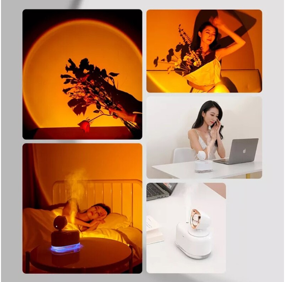 Umidificator Ultrasonic cu Lampă Videografică și Efect Apus, 300 ml, Aromaterapie și Design Modern, ANDOWL (RD-E289) [2]
