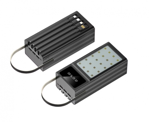Telefoane mobile & accesorii - Baterie externa, Power bank USB-A, Micro-USB, Lightning si Type-C cu display LED 100000 mAh, Maxcell PJ0099, Negru