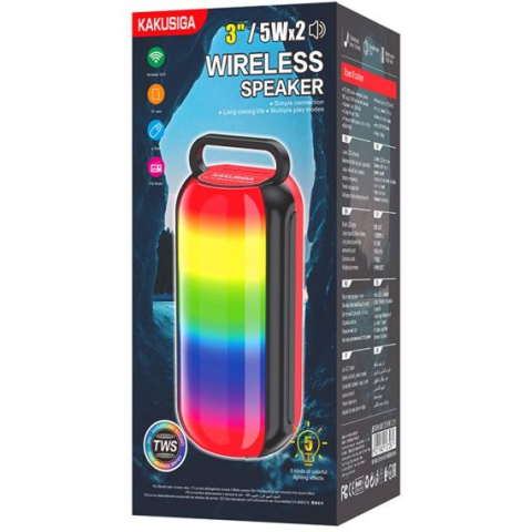 Boxă Wireless, Portabilă, 2x5W, Radio FM/USB/SD, Lumini LED, Baterie 1500mAh, Negru (KK-3204) [3]