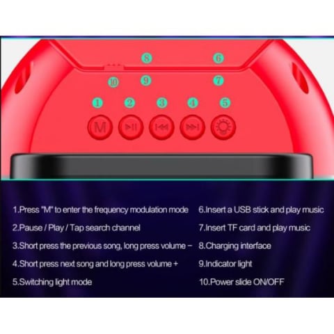Boxă Wireless, Portabilă, 2x5W, Radio FM/USB/SD, Lumini LED, Baterie 1500mAh, Negru (KK-3204) [4]