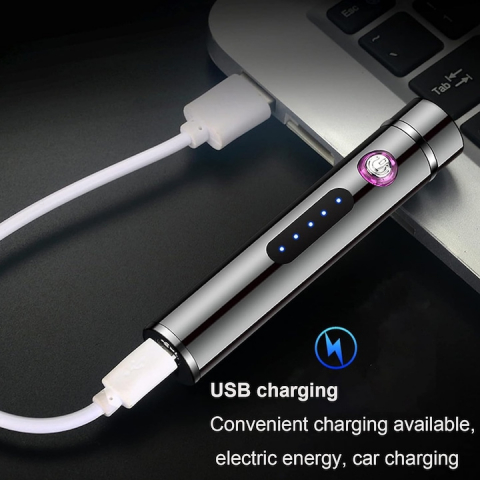 Bricheta electrica reincarcabila, cu cablu USB, fara gaz, dublu arc electric, antivant, incandescenta, usoara si portabila [5]