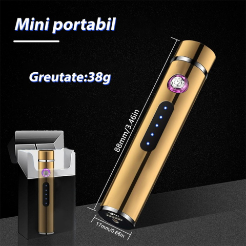 Bricheta electrica reincarcabila, cu cablu USB, fara gaz, dublu arc electric, antivant, incandescenta, usoara si portabila [8]