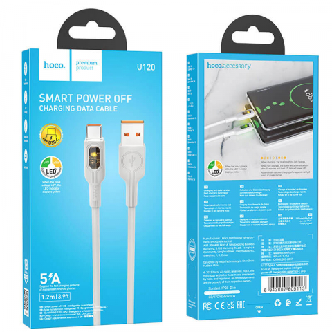 Cablu USB-A la USB-C cu Încărcare Rapidă 18W și Indicator LED, 1.2m, 5A, Transfer de Date și Alimentare Eficientă, Hoco (U120-1) [4]
