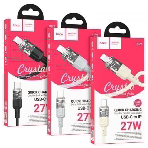 Cablu USB-C, Lightning pentru Încărcare Rapidă și Transfer de Date, iPhone, QC3.0, Crystal, 1.2m, Hoco (U1290) [6]