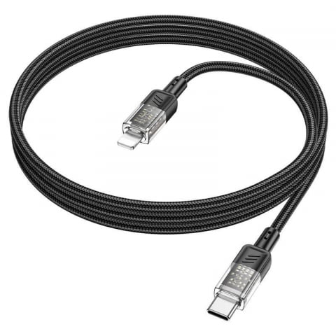 Cablu USB-C, Lightning pentru Încărcare Rapidă și Transfer de Date, iPhone, QC3.0, Crystal, 1.2m, Hoco (U1290) [3]
