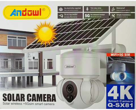 Camera de Supraveghere Exterior, Solara, 3MP, 128GB, WIFI+5G Sim, Andowl (Q-SX81) [5]