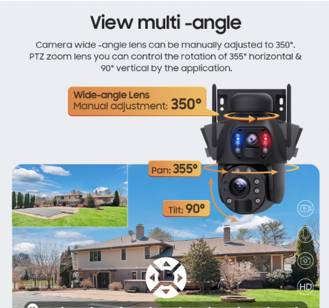 Cameră de Supraveghere Solară, 4K HD, WiFi cu Panou Solar, Andowl,  Model G99 (F599) [4]