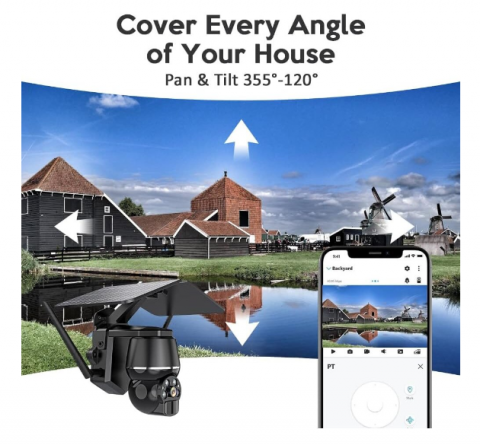 Cameră de Supraveghere Solară 4MP, Conectivitate 4G, WiFi, Senzor De Mișcare Și Panou Solar, Exterior, Infraroșu, Negru [2]
