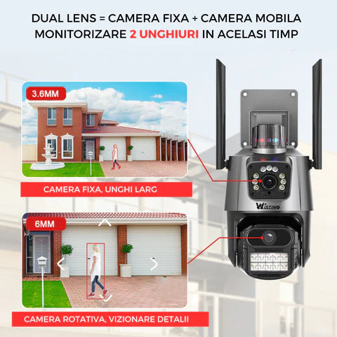 Camera de supraveghere WIFI 8K, zoom 8x, 2 lentile, Control din aplicatie, Urmarire automata, Rezistenta la apa IP66 G900 [6]