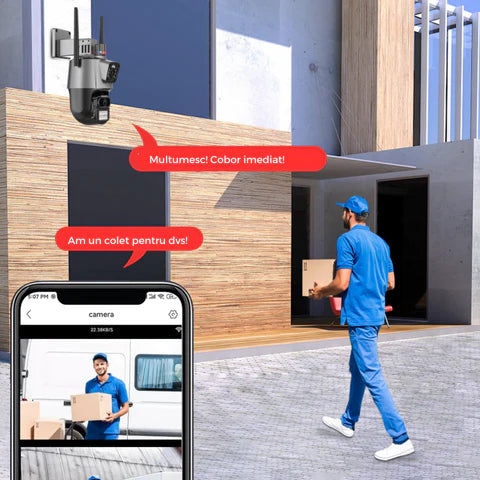 Camera de supraveghere WIFI 8K, zoom 8x, 2 lentile, Control din aplicatie, Urmarire automata, Rezistenta la apa IP66 G900 [9]