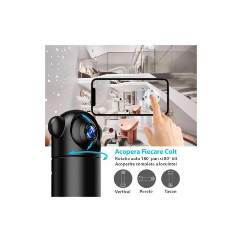 CAMERA VIDEO MINI, 1080P WIFI CU TELECOMANDA 360° [6]